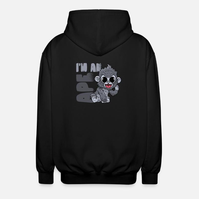 Gorilla Monkey - Unisex Hooded Jacket - black