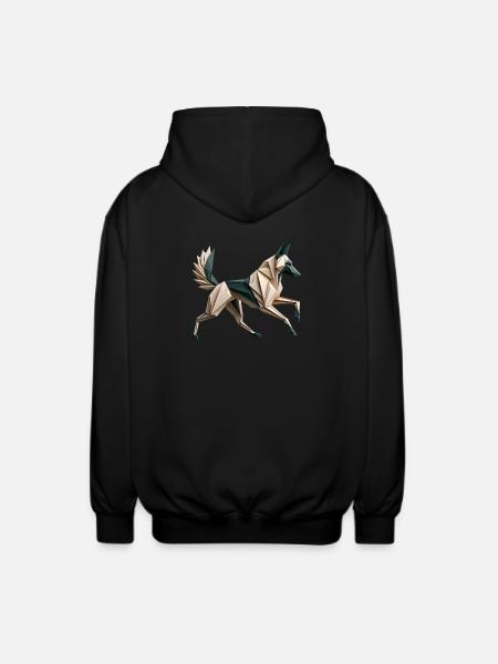 3D Geometric Origami Malinois Dog - Unisex Hooded Jacket - black