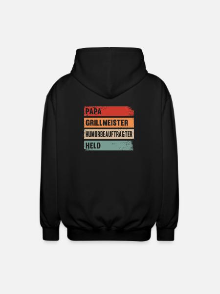 Papa Grillmeister Held - Unisex Kapuzenjacke - Schwarz