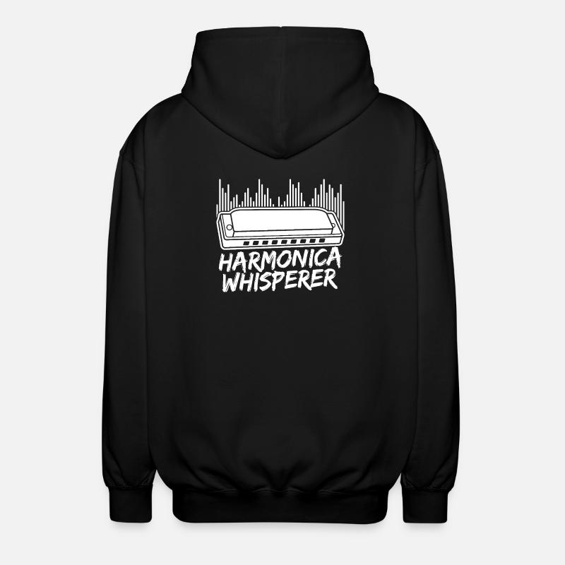 Harmonica Musican Whisperer Harmonica - Unisex Hooded Jacket - black