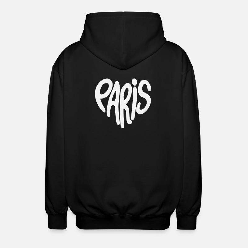 Paris Graffiti-Skript Logo herzförmig - Unisex Kapuzenjacke - Schwarz