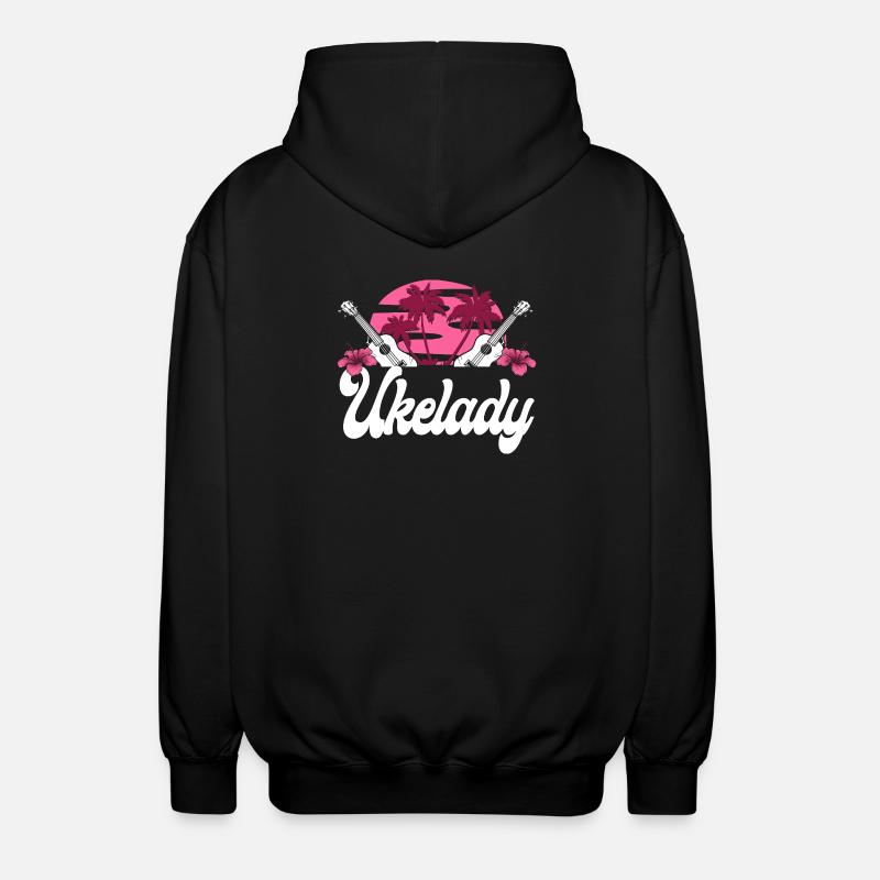 Ukulélé hawaïen Uke Ukelady - Veste à capuche unisexe - noir