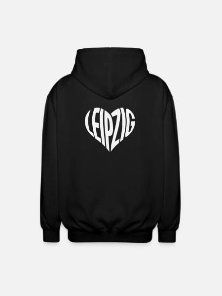 Leipzig Heart Typo - Unisex Hooded Jacket - black