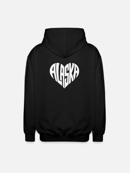 Alaska, USA Heart lettering angular - Unisex Hooded Jacket - black