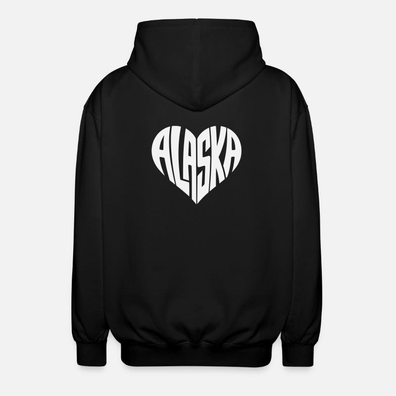 Alaska, USA Heart lettering angular - Unisex Hooded Jacket - black