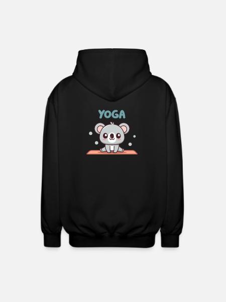 Koala Yoga Kawaii on Pastel Mat - Unisex Hooded Jacket - black