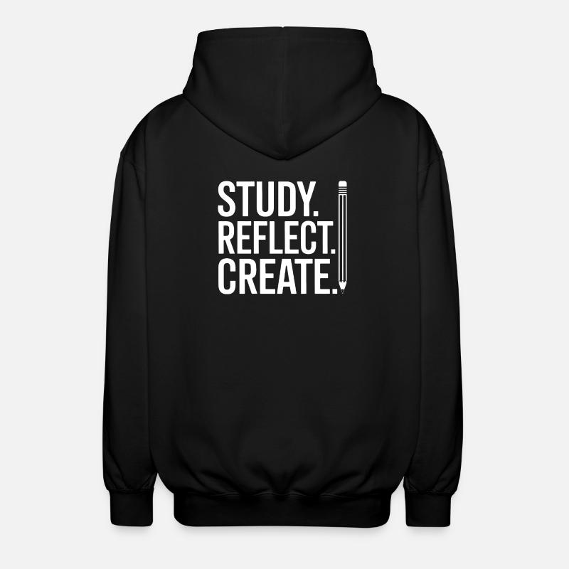 Study Reflect Create Poster - Unisex Hooded Jacket - black