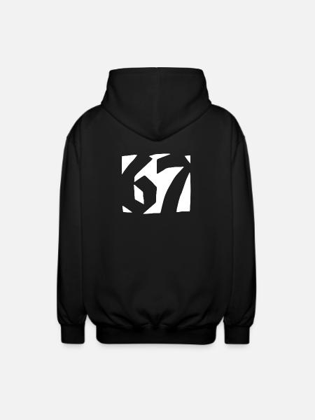 67 Minimal Streetwear Trend Design - Unisex Hooded Jacket - black