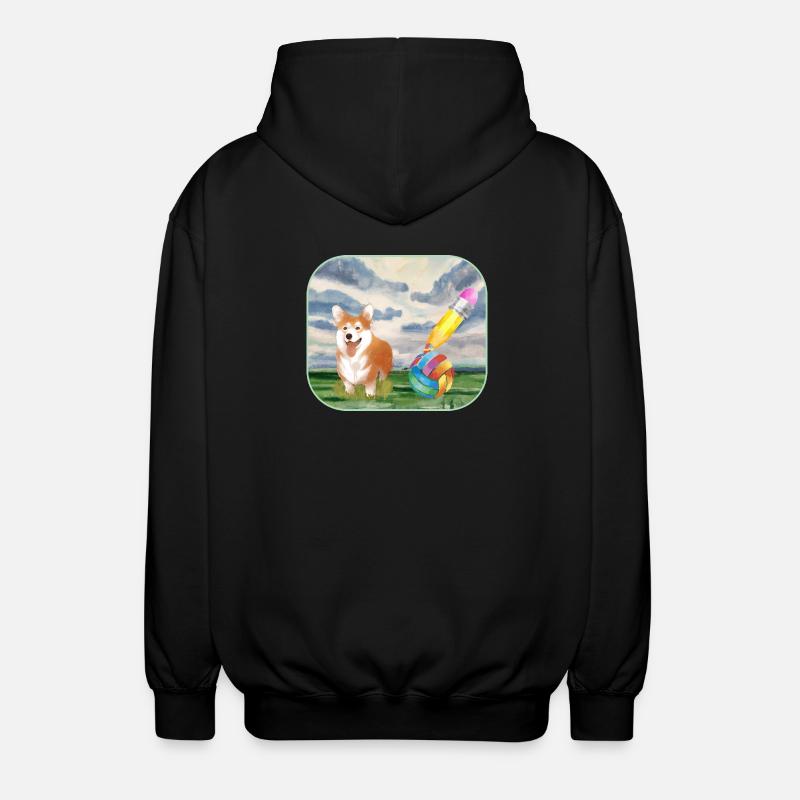 Aquarelle Chien avec Balle - Veste à capuche unisexe - noir