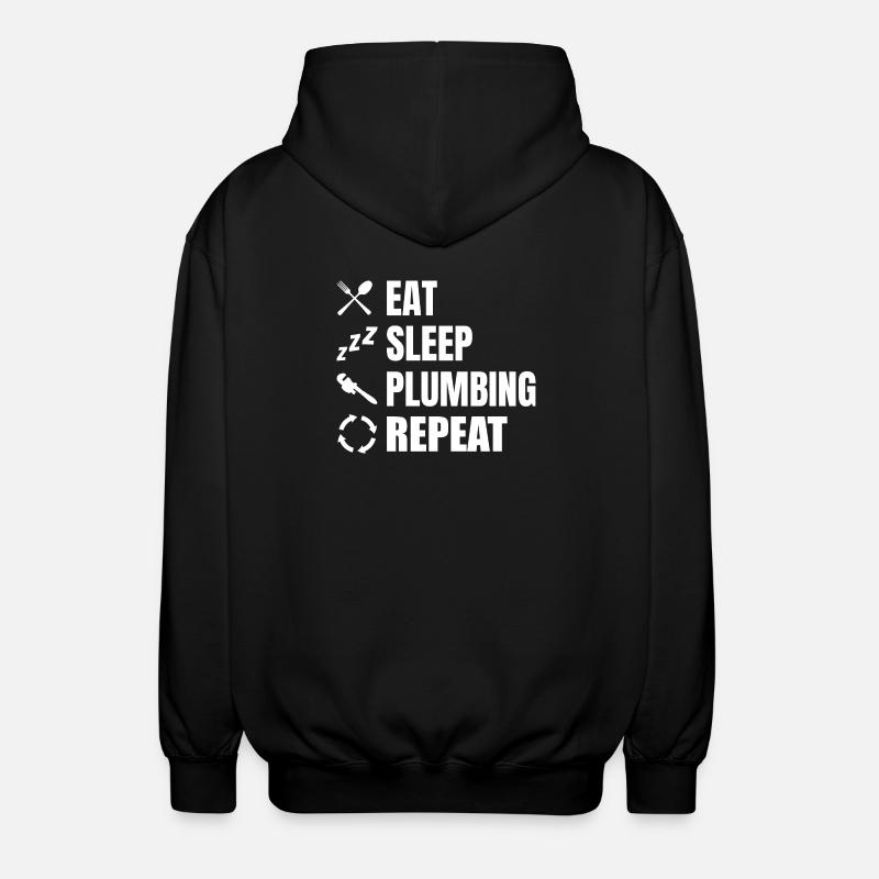 Eating, sleeping, plumbing, repeating - Unisex Hooded Jacket - black
