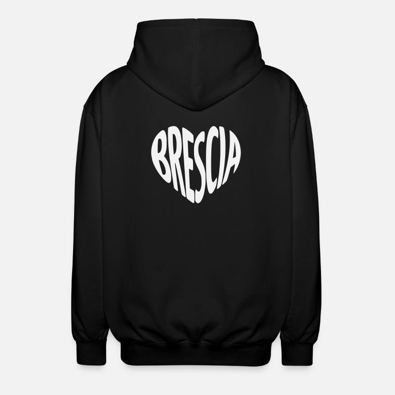 Brescia, Italy Heart Shape - Unisex Hooded Jacket - black