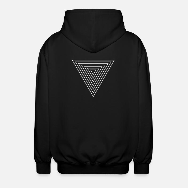 Concentric Triangle Line Art - Unisex Hooded Jacket - black