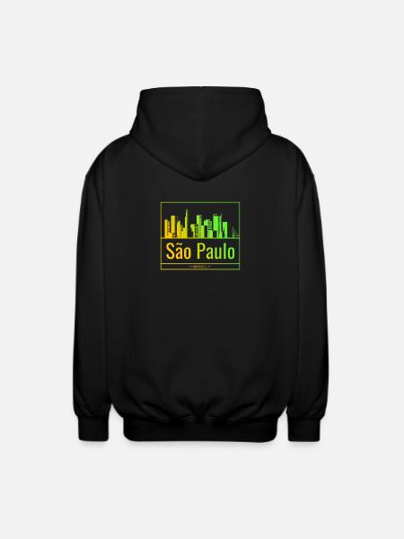 São Paulo skyline in neon gradient - Unisex Hooded Jacket - black