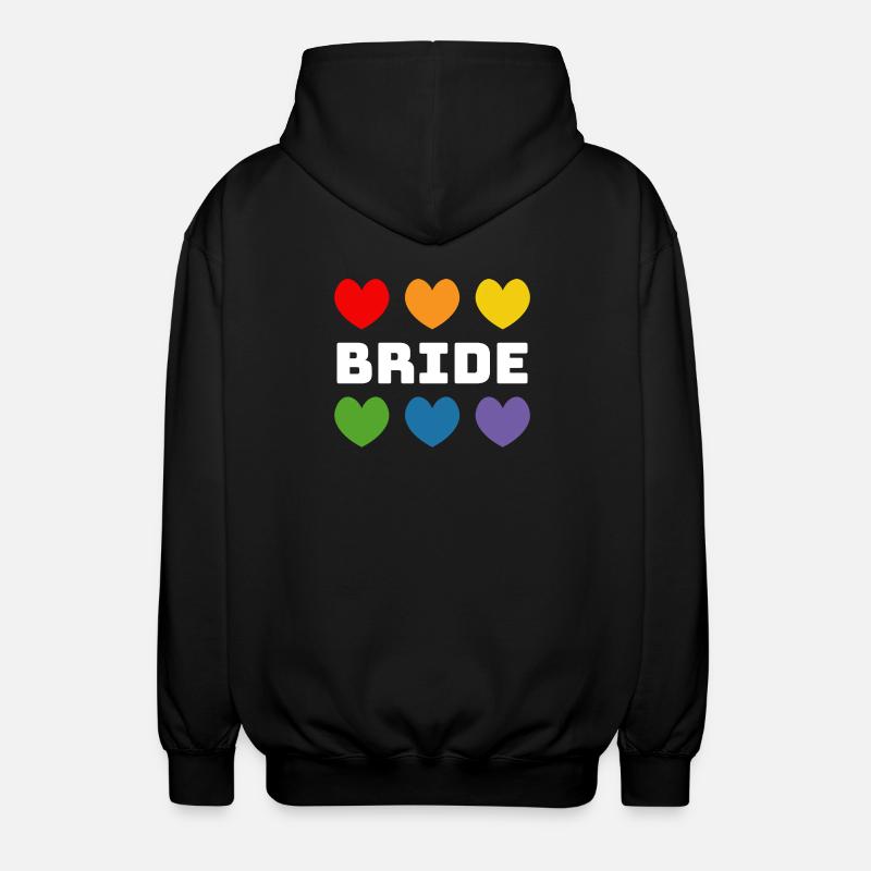 Rainbow heart Bride white - Unisex Hooded Jacket - black