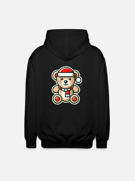 Weihnachtlicher Teddybär - Unisex Kapuzenjacke - Schwarz