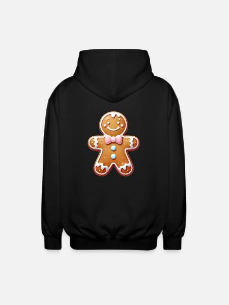 Fröhlicher Lebkuchenmann Illustration - Unisex Kapuzenjacke - Schwarz