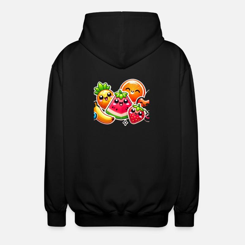 Farbenfroher Obstparty-Stil - Unisex Kapuzenjacke - Schwarz