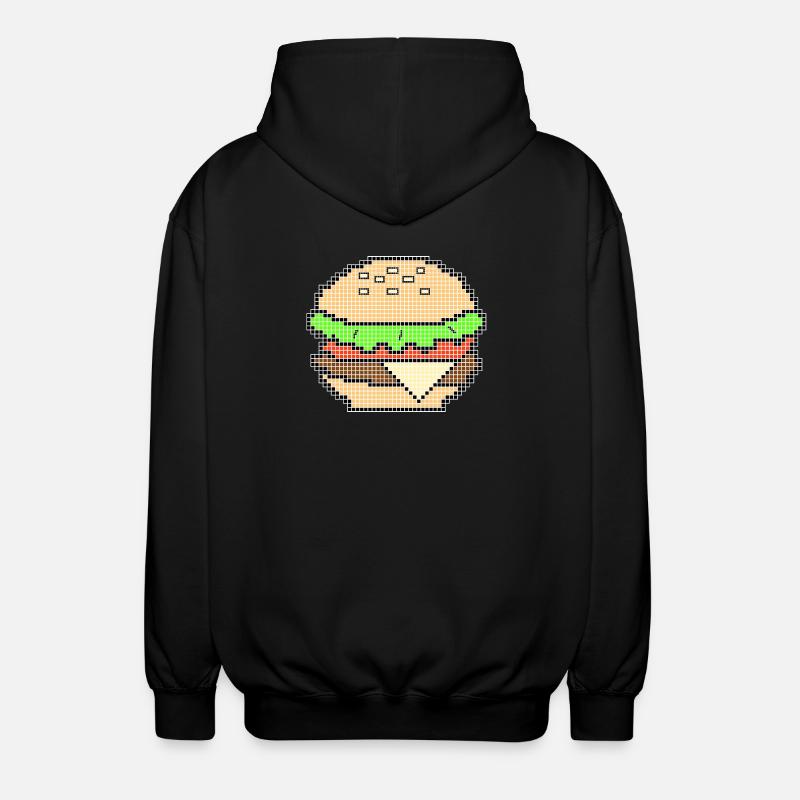 Pixel Art Cheeseburger Design - Unisex Kapuzenjacke - Schwarz