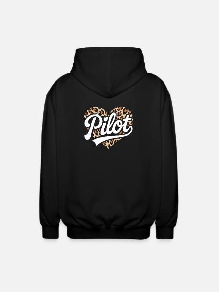 Leopardendesign mit Herz für Pilotinnen - Unisex Kapuzenjacke - Schwarz