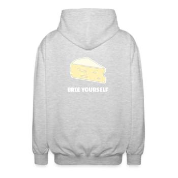 Humour fromage brie - Veste à capuche unisexe - gris clair chiné - Dos - AI Model Male 185 light (185cm)