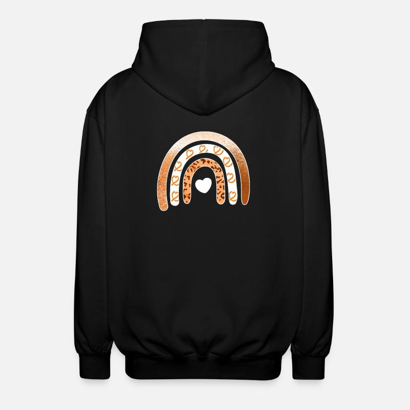 Leopard Rainbow Heart Arc - Unisex Hooded Jacket - black