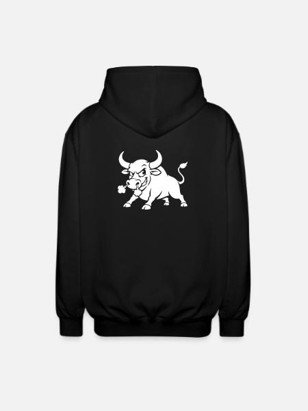 Angry bull funny angry - Unisex Hooded Jacket - black