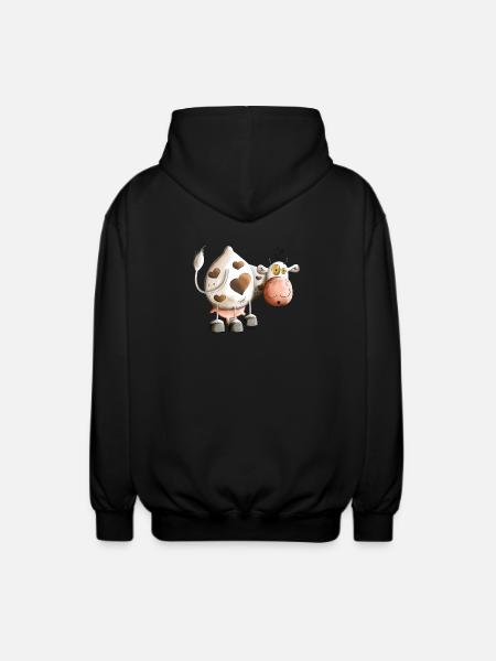 Kuh mit Herz - Unisex Kapuzenjacke - Schwarz