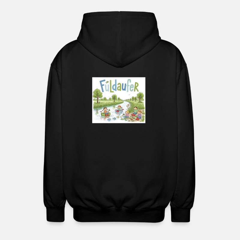 Fuldaufer: Fluss-Abenteuer ! - Unisex Kapuzenjacke - Schwarz
