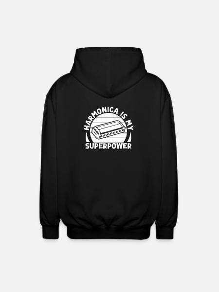 Harmonica Musican Is My Superpower Harmonica - Unisex Hooded Jacket - black
