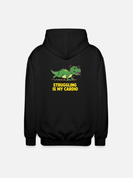 Dinosaurier hasst Cardio Training - Unisex Kapuzenjacke - Schwarz