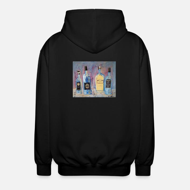 Expressive Weinflaschen vier Freunde - Unisex Kapuzenjacke - Schwarz