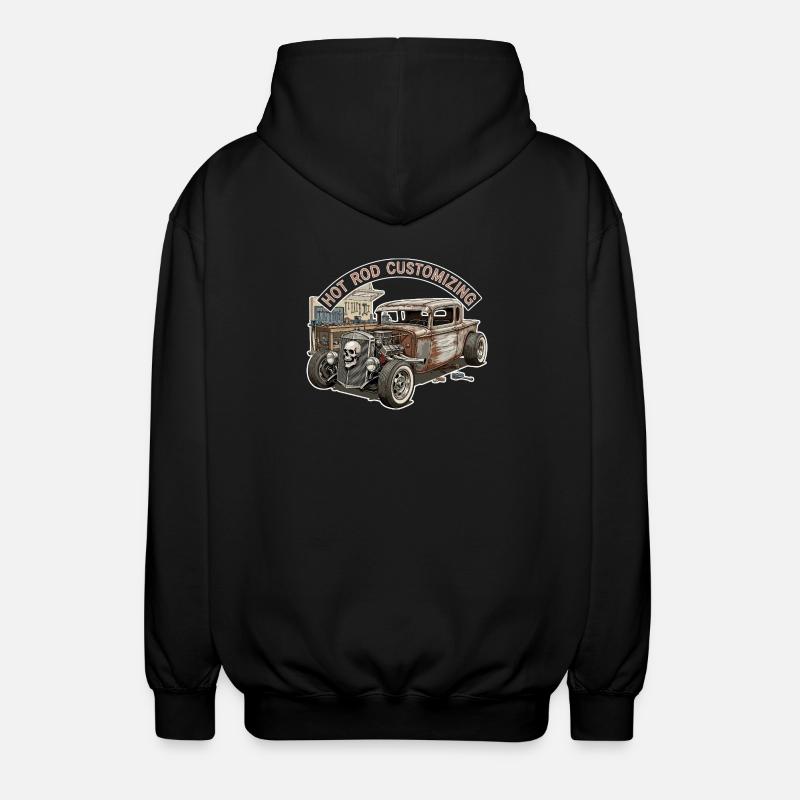 Rustic Hot Rod Customization Design - Unisex Hooded Jacket - black