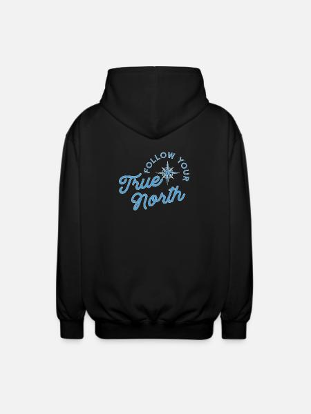 Compass motif with adventure message - Unisex Hooded Jacket - black