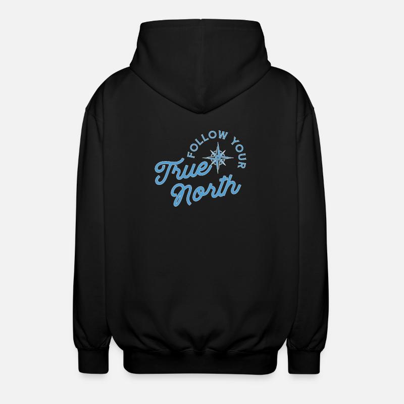 Compass motif with adventure message - Unisex Hooded Jacket - black