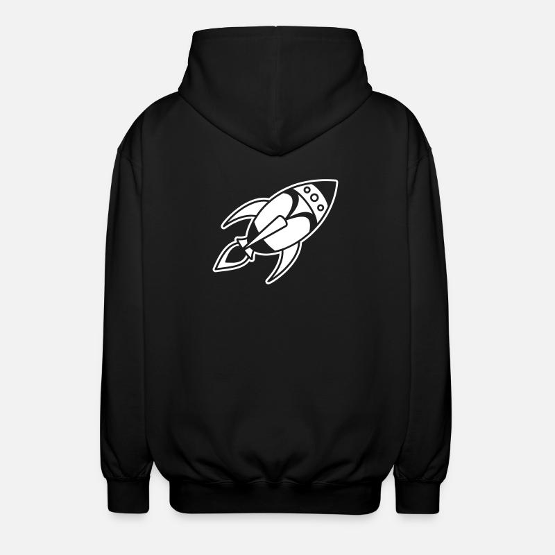 Retro Space Rocket – Weltall Raumschiff Design - Unisex Kapuzenjacke - Schwarz