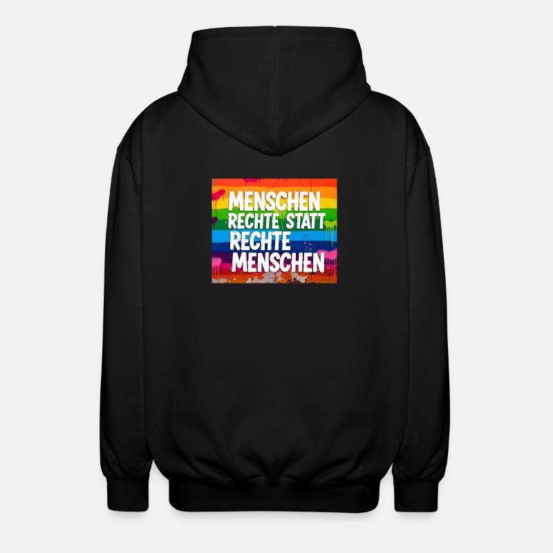 Menschenrechte statt rechte Menschen Statement - Unisex Kapuzenjacke - Schwarz