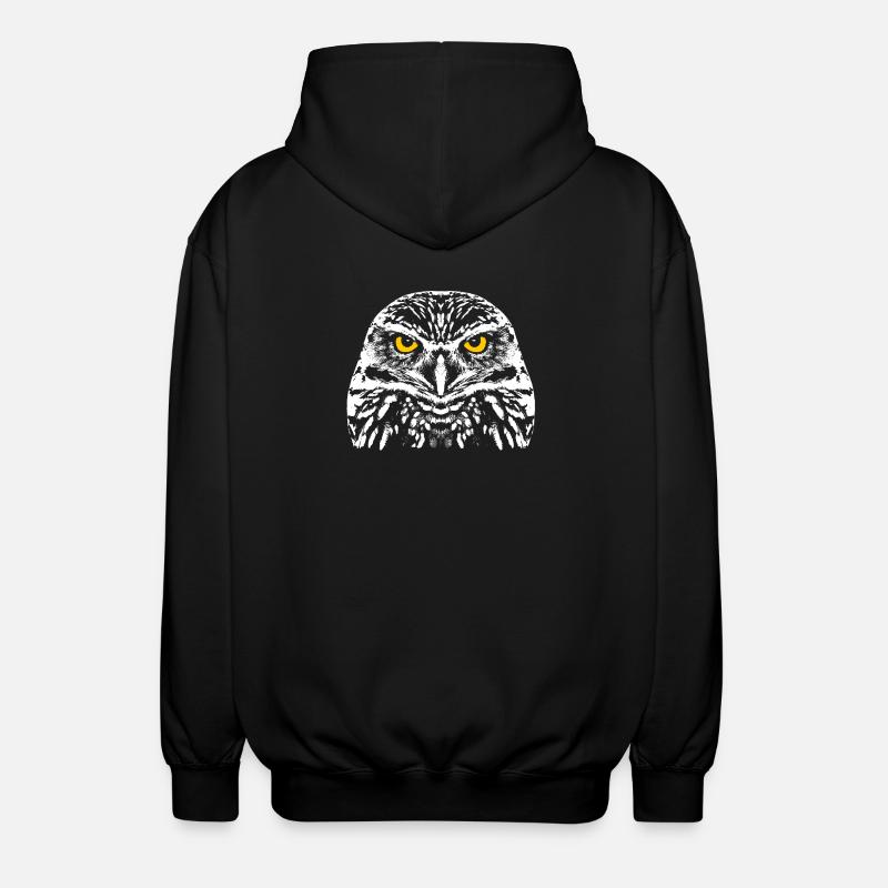Owl with shining eyes - Unisex Hooded Jacket - black