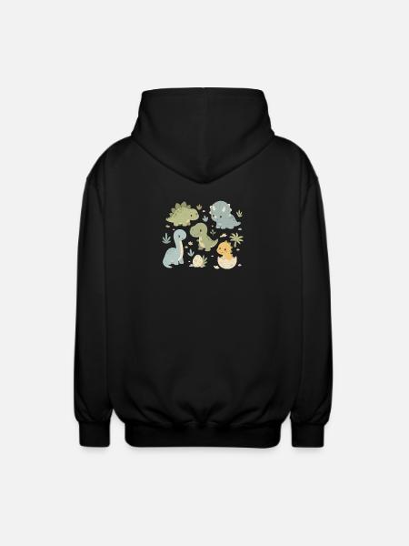 Cute Dinosaur Kids Design - Unisex Hooded Jacket - black