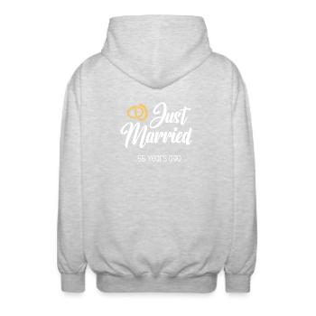 Just Married 55 Jahre Ehe Verheiratet Jubiläum - Unisex Kapuzenjacke - Hellgrau meliert - Hinten - AI Model Male 185 light (185cm)