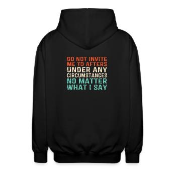 Ne m’invitez pas au festival Afters Rave Party - Veste à capuche unisexe - noir - Dos - AI Model Male 185 light (185cm)