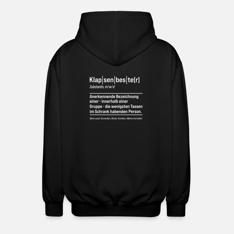Klapsenbester Definition Fun Sprüche - Unisex Kapuzenjacke - Schwarz