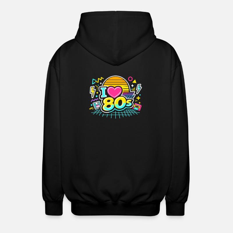 80s I Love The 80s - Unisex Hooded Jacket - black