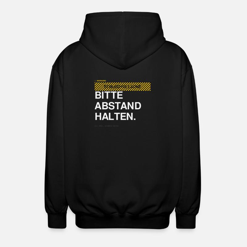 BITTE ABSTAND HALTEN Warnhinweis - Unisex Kapuzenjacke - Schwarz