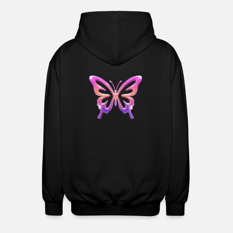Neon Butterfly Gradient - Unisex Hooded Jacket - black