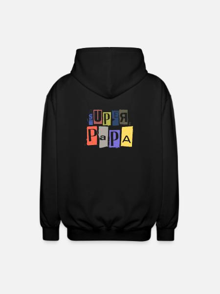 SUPER PAPA anonymous raven spy lettering - Unisex Hooded Jacket - black