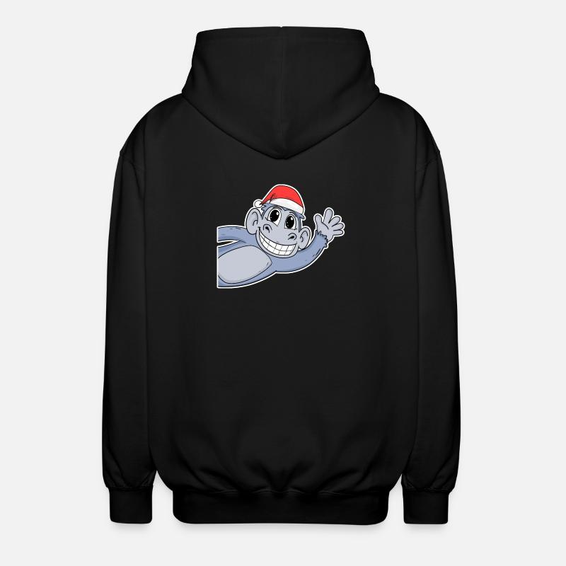 Monkey Christmas - Unisex Hooded Jacket - black