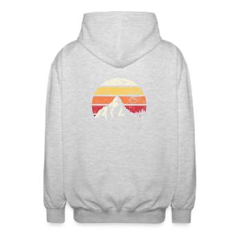 Alpine Sunset Kompass - Unisex Kapuzenjacke - Hellgrau meliert - Hinten - AI Model Male 185 light (185cm)