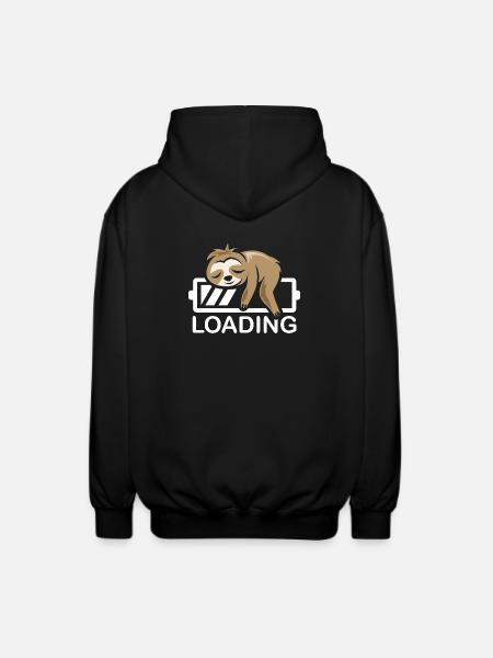 lustiges Faultier loading Batterie Symbol comic - Unisex Kapuzenjacke - Schwarz