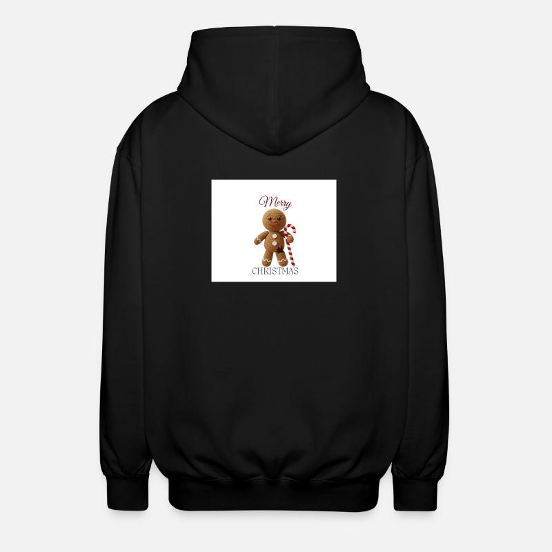 Lebkuchenmann mit Zuckerstange - Unisex Kapuzenjacke - Schwarz