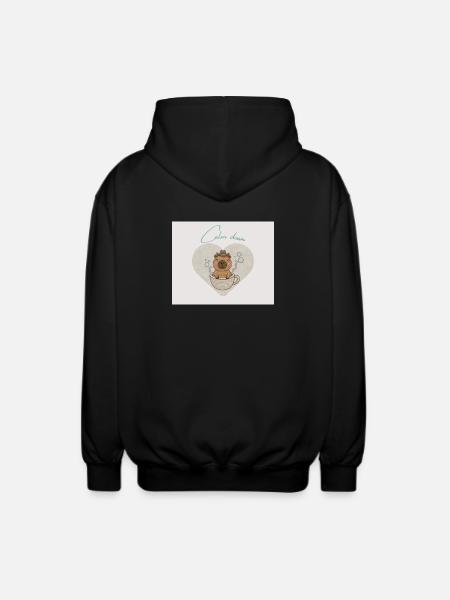 Hamster chills in teacup - Unisex Hooded Jacket - black